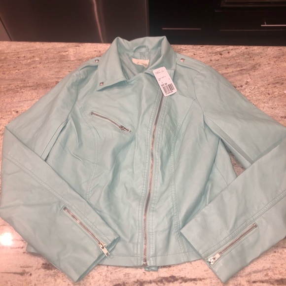Forever 21 Jackets & Blazers - Forever 21 baby blue faux leather jacket